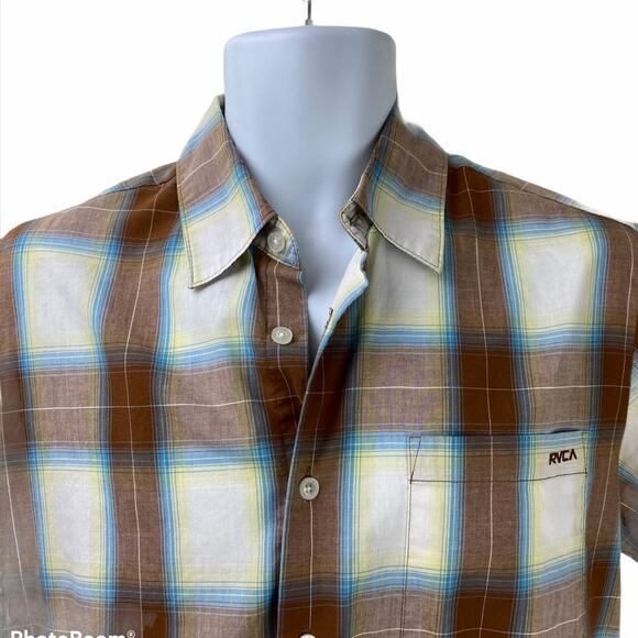 RVCA Plaid Short Sleeve Shirt Sz S - Picture 2 of 6